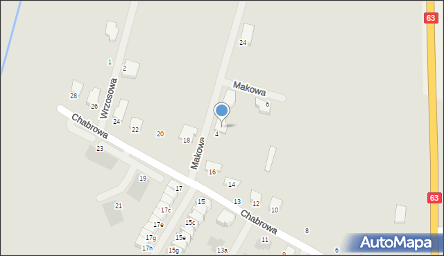 Sokołów Podlaski, Chabrowa, 16a, mapa Sokołów Podlaski