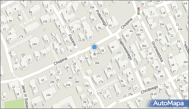 Sopot, Chopina Fryderyka, 36, mapa Sopotu