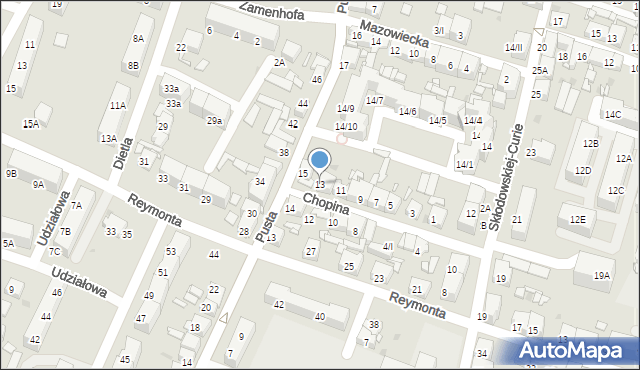 Sosnowiec, Chopina Fryderyka, 13, mapa Sosnowca