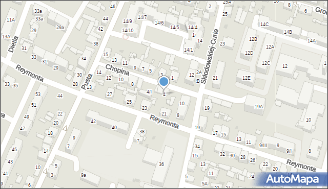 Sosnowiec, Chopina Fryderyka, 4, mapa Sosnowca