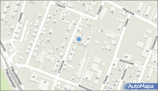 Sosnowiec, Chmielna, 23A, mapa Sosnowca