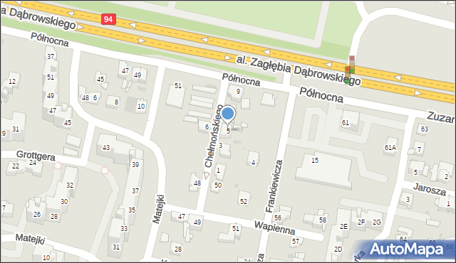 Sosnowiec, Chełmońskiego Józefa, 5, mapa Sosnowca