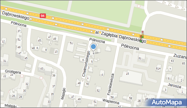 Sosnowiec, Chełmońskiego Józefa, 7, mapa Sosnowca