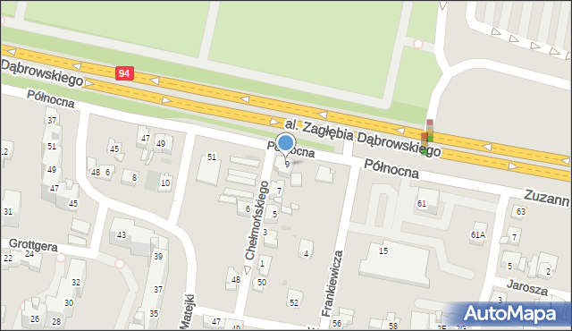 Sosnowiec, Chełmońskiego Józefa, 9, mapa Sosnowca