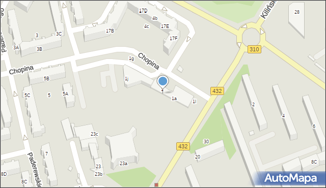 Śrem, Chopina Fryderyka, 1c, mapa Śrem