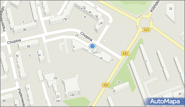 Śrem, Chopina Fryderyka, 1d, mapa Śrem