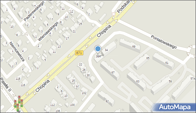 Stalowa Wola, Chopina Fryderyka, 34A, mapa Stalowa Wola