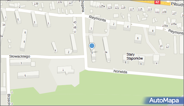 Stąporków, Chopina Fryderyka, 3, mapa Stąporków