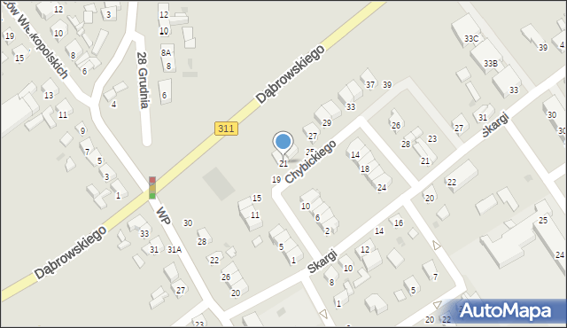 Stęszew, Chybickiego Wawrzyńca, ks., 21, mapa Stęszew