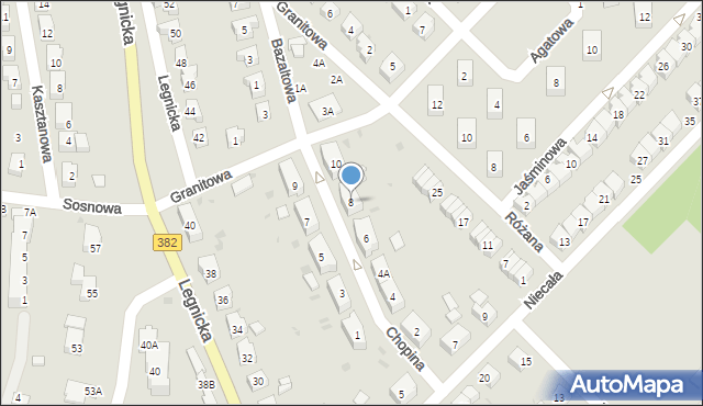 Strzegom, Chopina Fryderyka, 8, mapa Strzegom