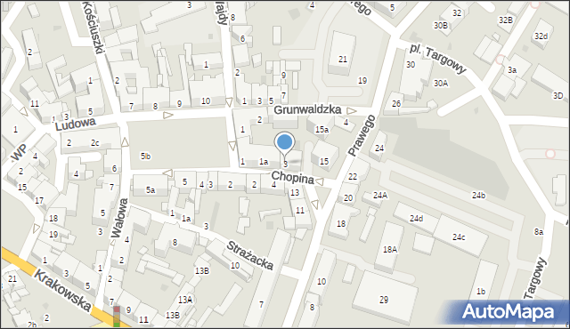 Strzelce Opolskie, Chopina Fryderyka, 3, mapa Strzelce Opolskie