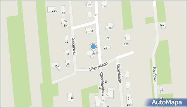 Sulejówek, Chodkiewicza, 28, mapa Sulejówek