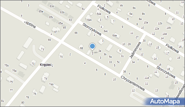 Świdnik, Chryzantemowa, 1, mapa Świdnika