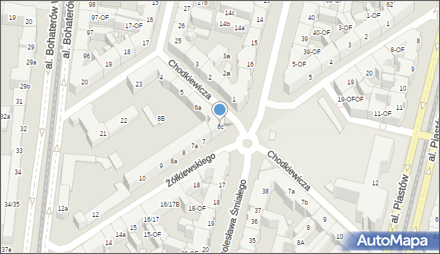 Szczecin, Chodkiewicza Jana Karola, hetm., 6c, mapa Szczecina