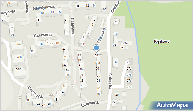 Szczecin, Chłopska, 54, mapa Szczecina