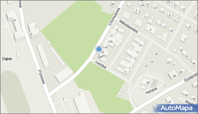 Szczecin, Chorwacka, 12a, mapa Szczecina