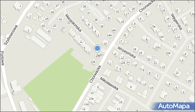 Szczecin, Chorwacka, 13b, mapa Szczecina