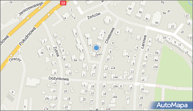 Szczecin, Chlebowa, 13, mapa Szczecina