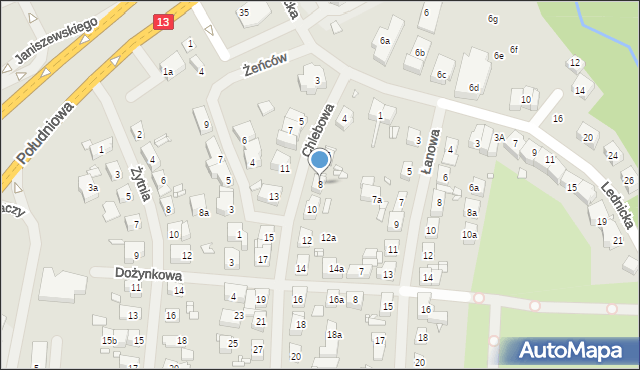 Szczecin, Chlebowa, 8, mapa Szczecina