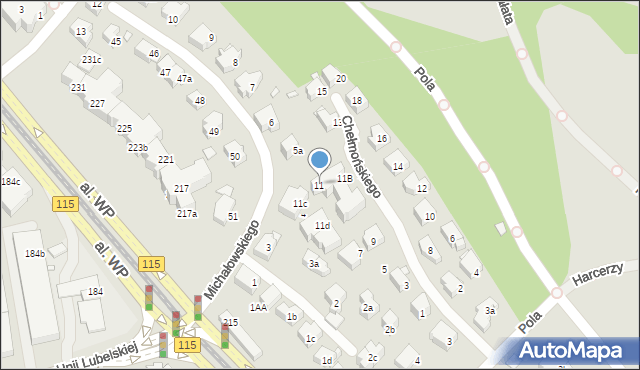 Szczecin, Chełmońskiego Józefa, 11, mapa Szczecina