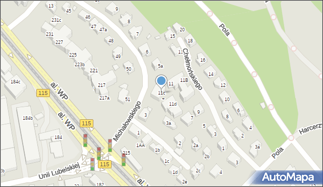 Szczecin, Chełmońskiego Józefa, 11c, mapa Szczecina