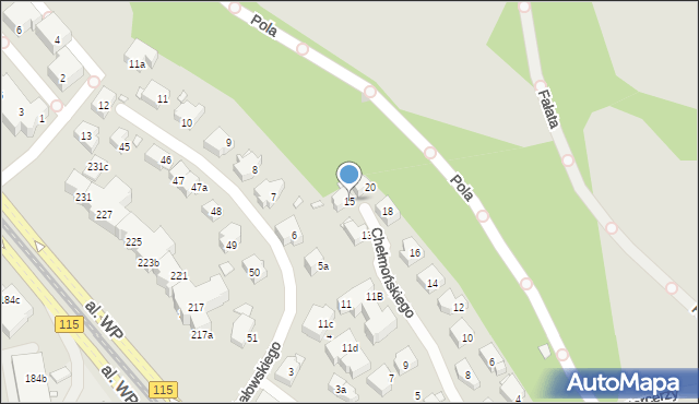 Szczecin, Chełmońskiego Józefa, 15, mapa Szczecina