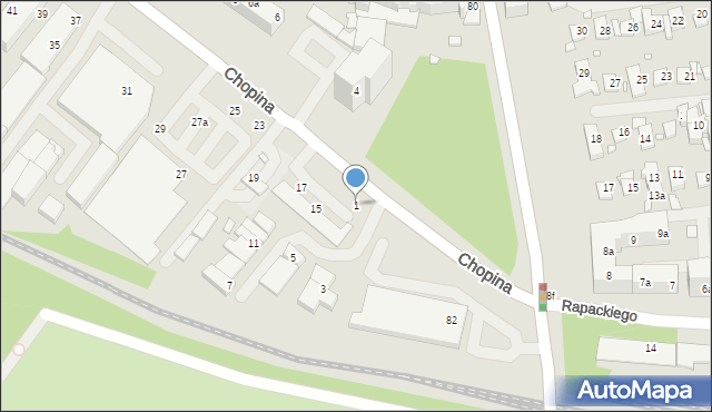 Szczecin, Chopina Fryderyka, 1, mapa Szczecina