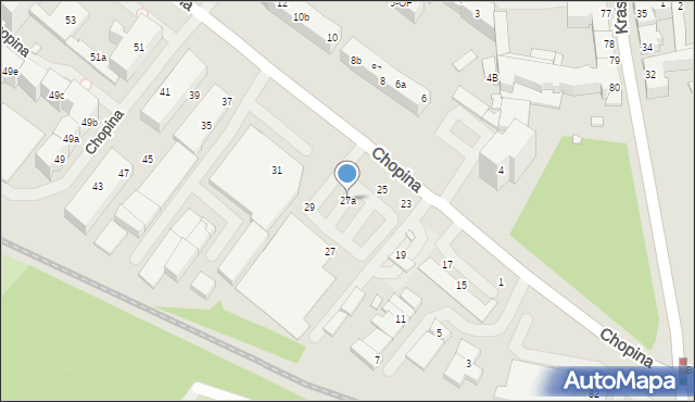Szczecin, Chopina Fryderyka, 27a, mapa Szczecina