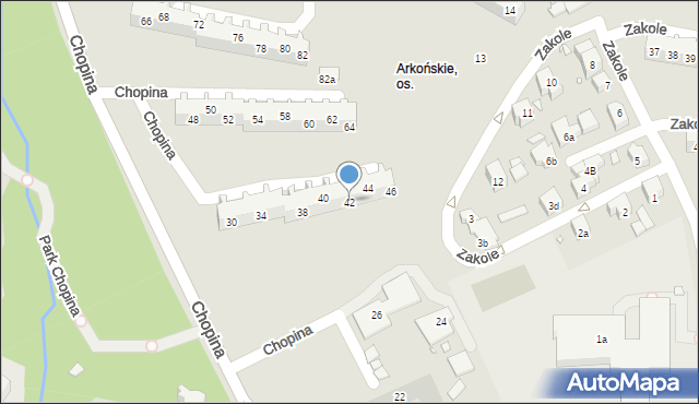 Szczecin, Chopina Fryderyka, 42, mapa Szczecina