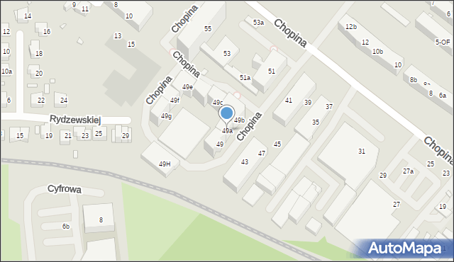 Szczecin, Chopina Fryderyka, 49a, mapa Szczecina