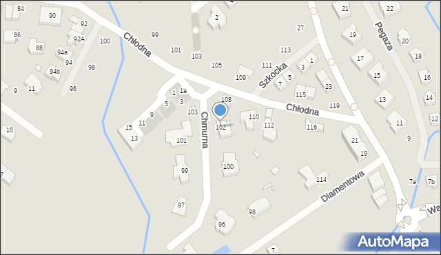 Szczecin, Chmurna, 102, mapa Szczecina