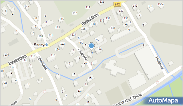 Szczyrk, Chabrów, 9, mapa Szczyrk