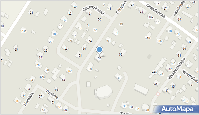 Szczytno, Chopina Fryderyka, 57B, mapa Szczytno