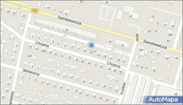 Tarnobrzeg, Chopina Fryderyka, 21, mapa Tarnobrzegu