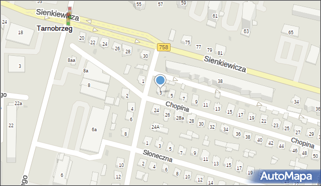 Tarnobrzeg, Chopina Fryderyka, 3, mapa Tarnobrzegu