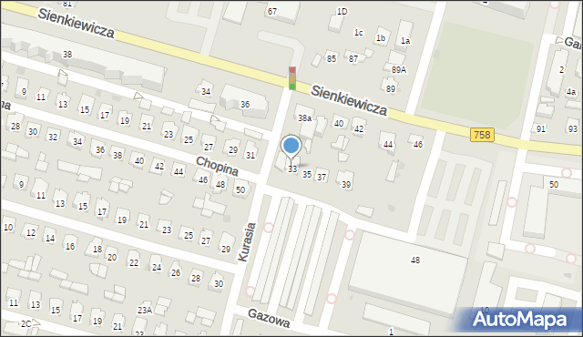 Tarnobrzeg, Chopina Fryderyka, 33, mapa Tarnobrzegu