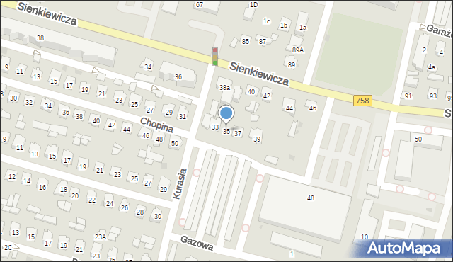 Tarnobrzeg, Chopina Fryderyka, 35, mapa Tarnobrzegu