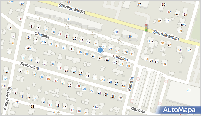 Tarnobrzeg, Chopina Fryderyka, 42, mapa Tarnobrzegu