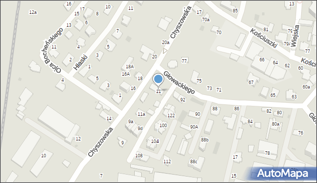 Tarnów, Chyszowska, 11, mapa Tarnów