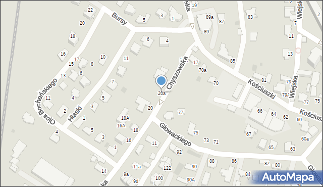 Tarnów, Chyszowska, 20a, mapa Tarnów