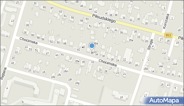 Tomaszów Lubelski, Chocimska, 36, mapa Tomaszów Lubelski