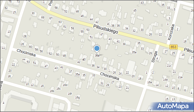 Tomaszów Lubelski, Chocimska, 36a, mapa Tomaszów Lubelski