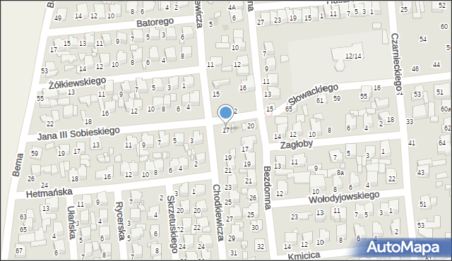 Tomaszów Mazowiecki, Chodkiewicza Jana Karola, hetm., 17, mapa Tomaszów Mazowiecki