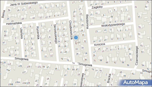 Tomaszów Mazowiecki, Chodkiewicza Jana Karola, hetm., 31, mapa Tomaszów Mazowiecki