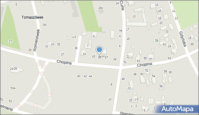 Tomaszów Mazowiecki, Chopina Fryderyka, 45, mapa Tomaszów Mazowiecki