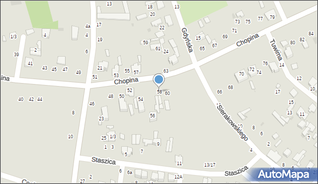 Tomaszów Mazowiecki, Chopina Fryderyka, 58, mapa Tomaszów Mazowiecki