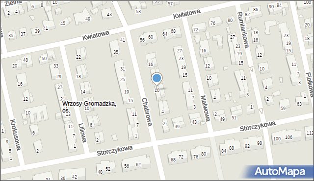 Toruń, Chabrowa, 10, mapa Torunia