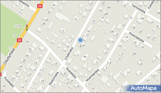 Toruń, Chełmska, 6, mapa Torunia