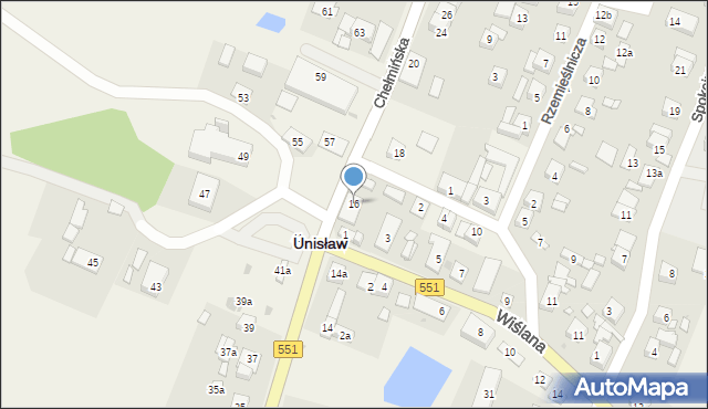 Unisław, Chełmińska, 16, mapa Unisław