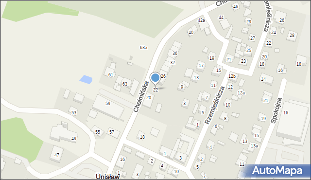 Unisław, Chełmińska, 22, mapa Unisław